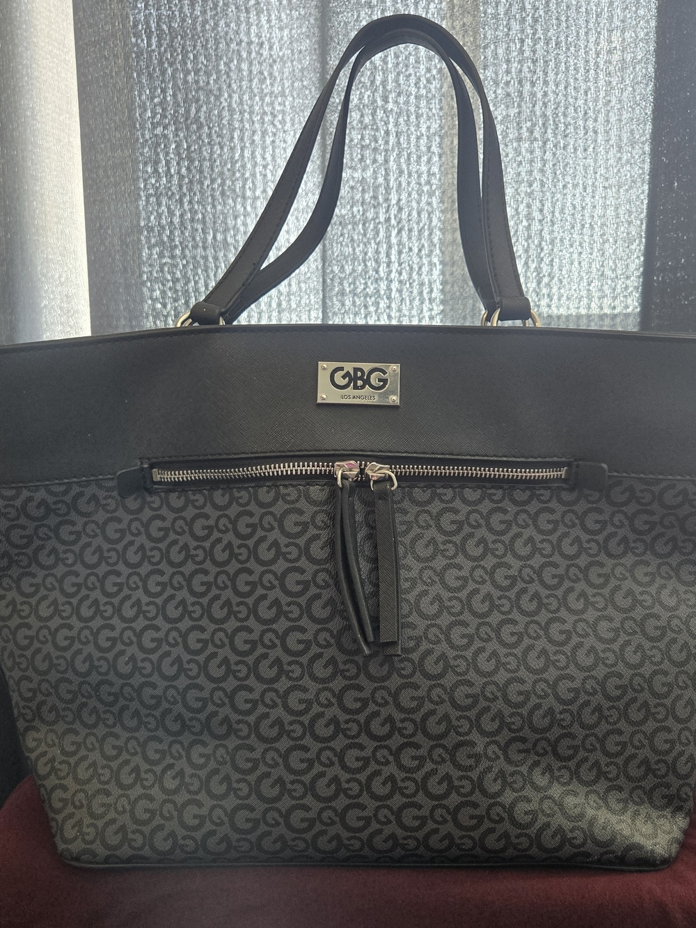GBG Los Angeles Black and Gray Monogram Tote
